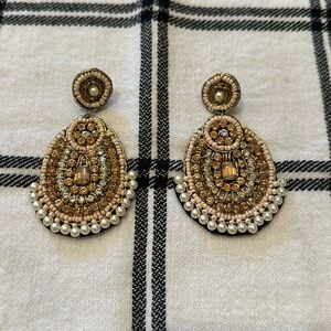 Pink and pearl beaded earrings